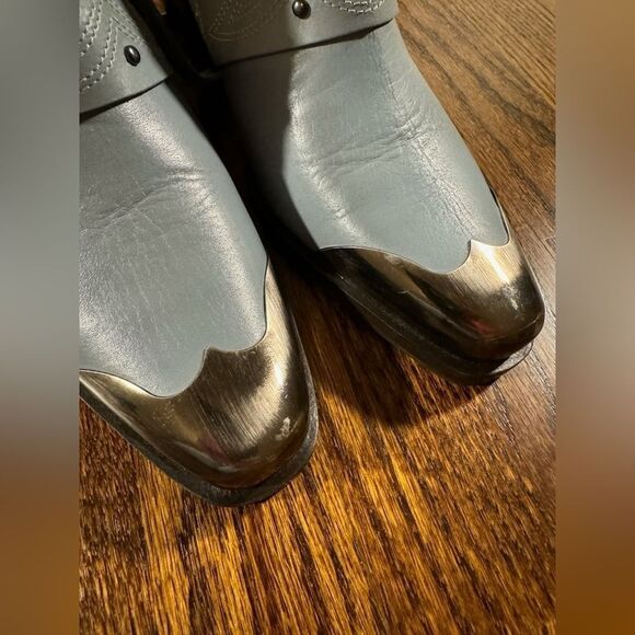 Free People Rory Blue Leather Studded Lace-Up Ankle Boot Bootie Size EU 38 - Picture 4 of 7